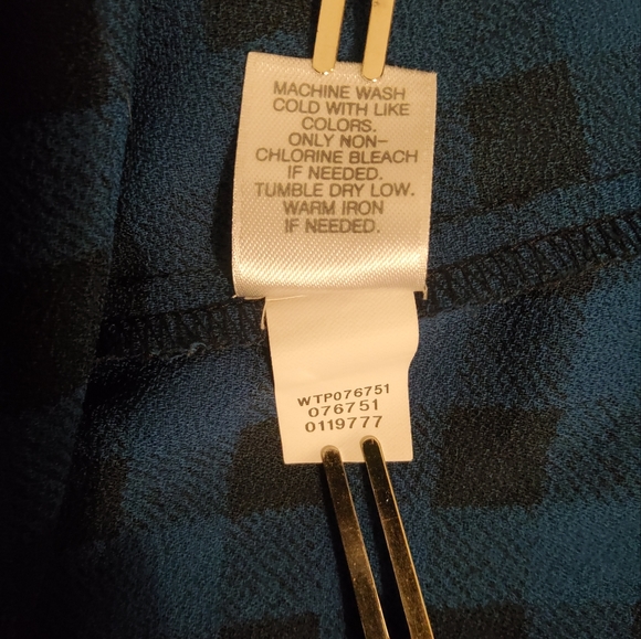 J.Jill. Blue Black Plaid Button Up Long Sleeve Tunic Shirt BlouseTop Size S - Picture 10 of 10